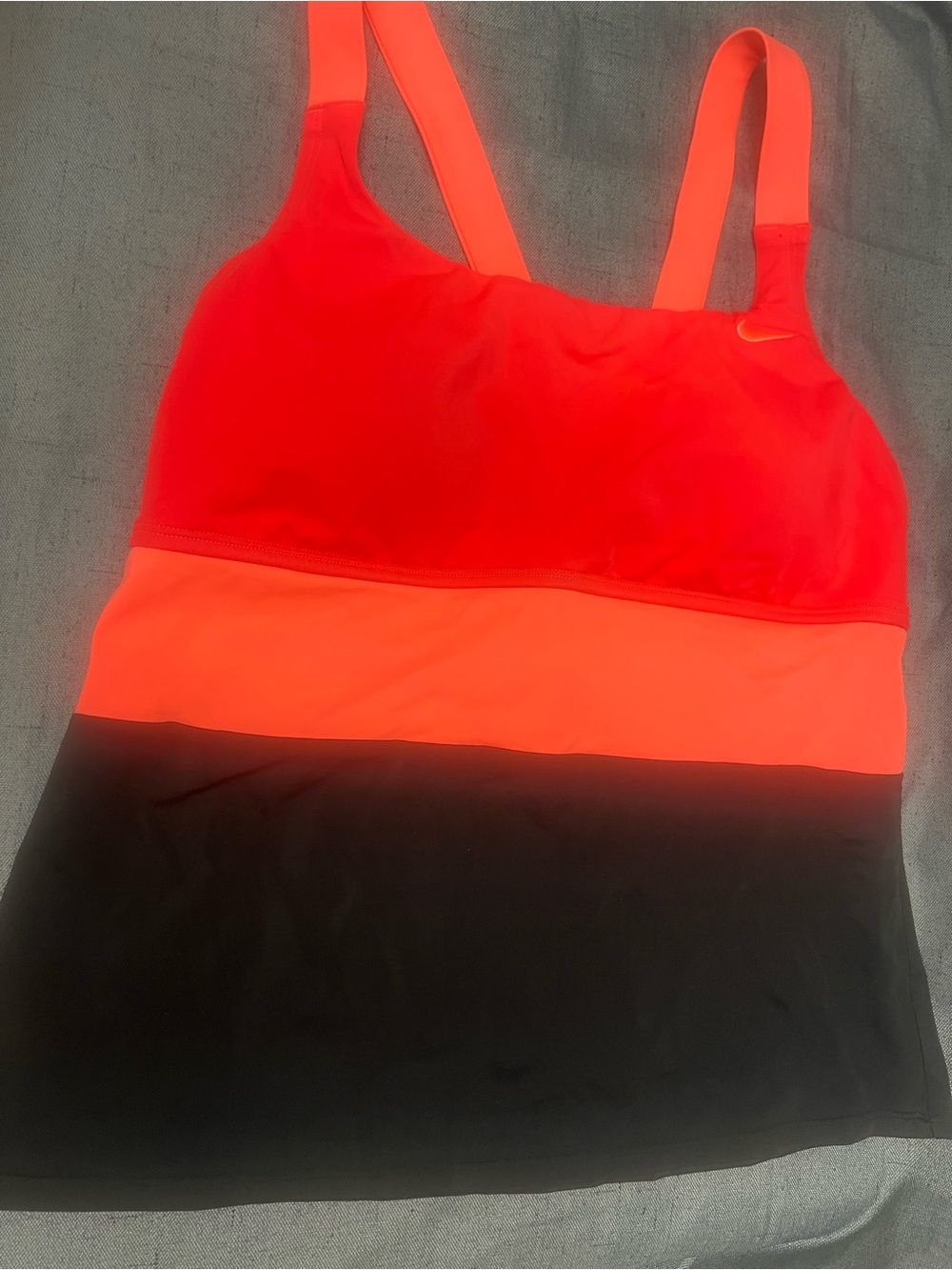 Nike Women’s Bright Red and Neon Orange Colorblock Swim Tank